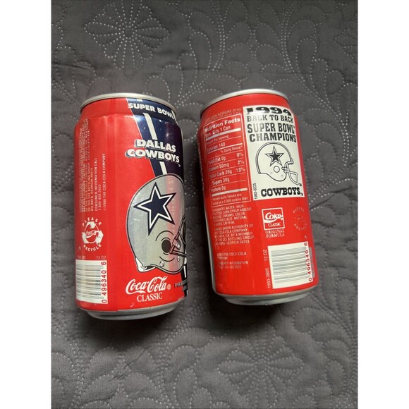 1993 & 94 SUPER BOWL CHAMPION Dallas Cowboys COCA-COLA NFL VTG 2 Cans Empty READ - Picture 4 of 7